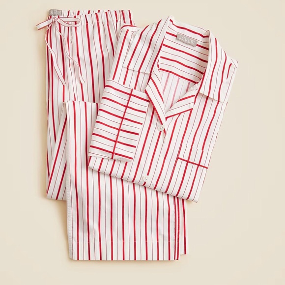 J. Crew Other - J. Crew Cotton poplin long-sleeve pajama pant set in peppermint stripe.  BNWT-Sm